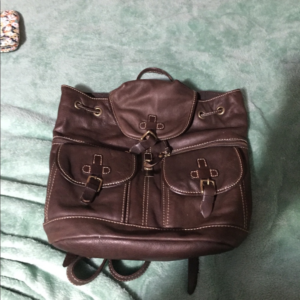 Leather backpack, made in Italy